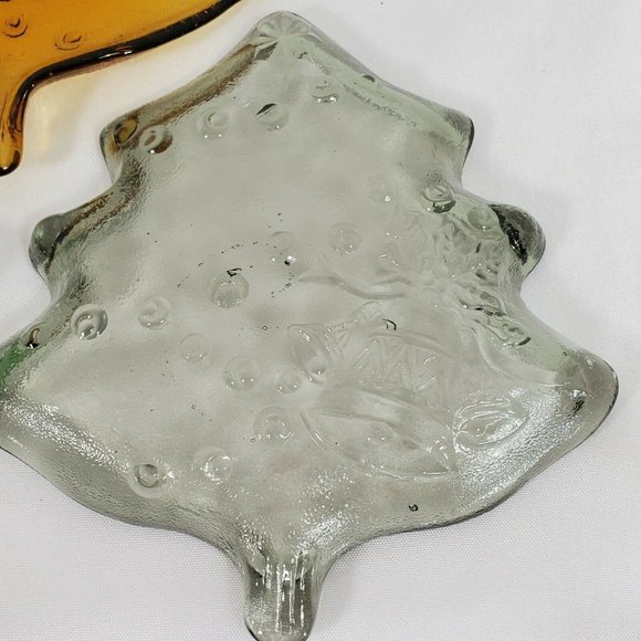 6 pc Studio Silversmiths Glass Christmas Tree Plates 6.75" cheese dessert dish - Picture 7 of 12